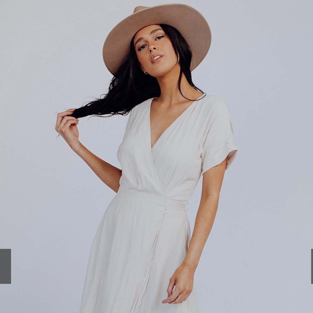 Clad & Cloth Cloud Nine Midi Dress in Cream